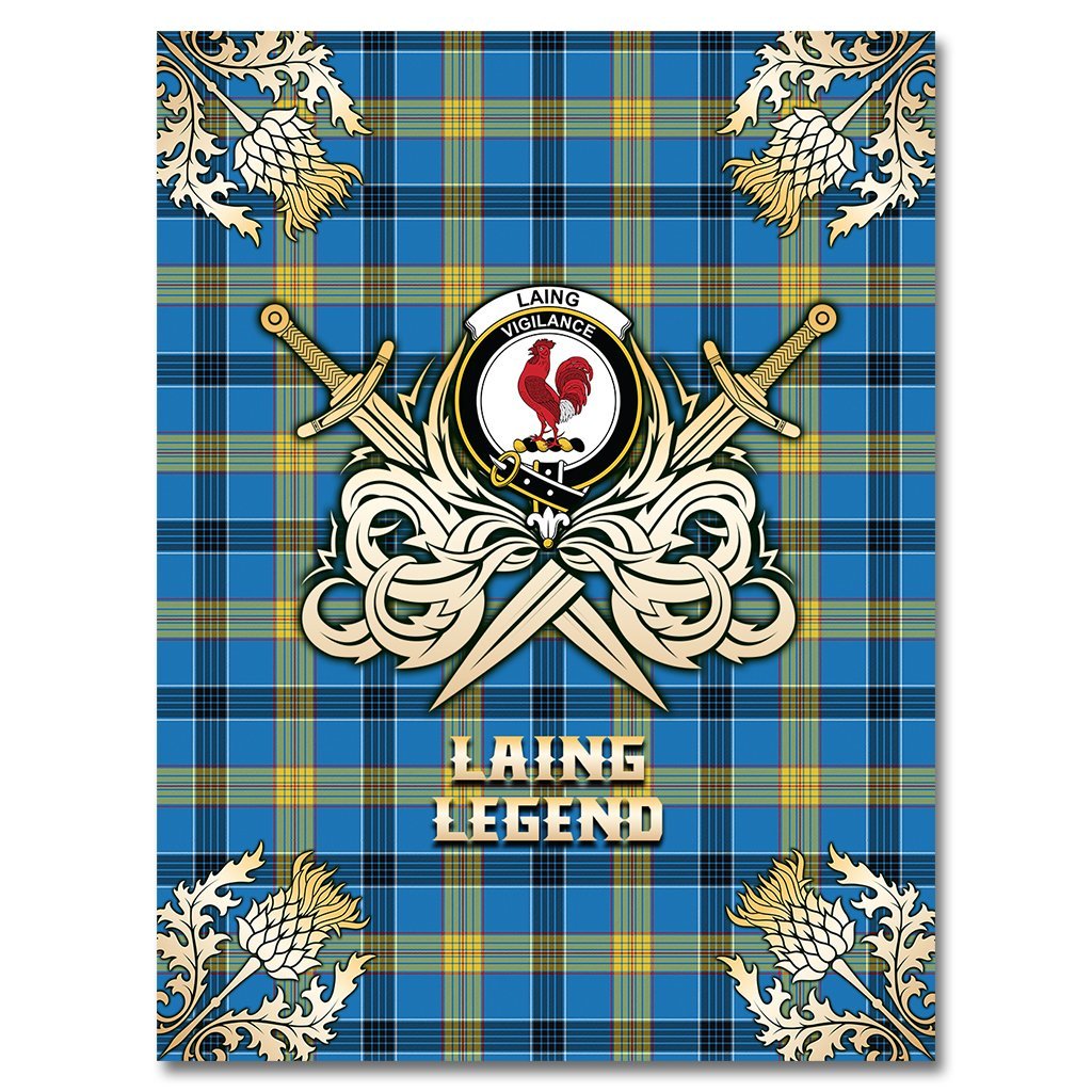 Laing Tartan Gold Courage Symbol Blanket