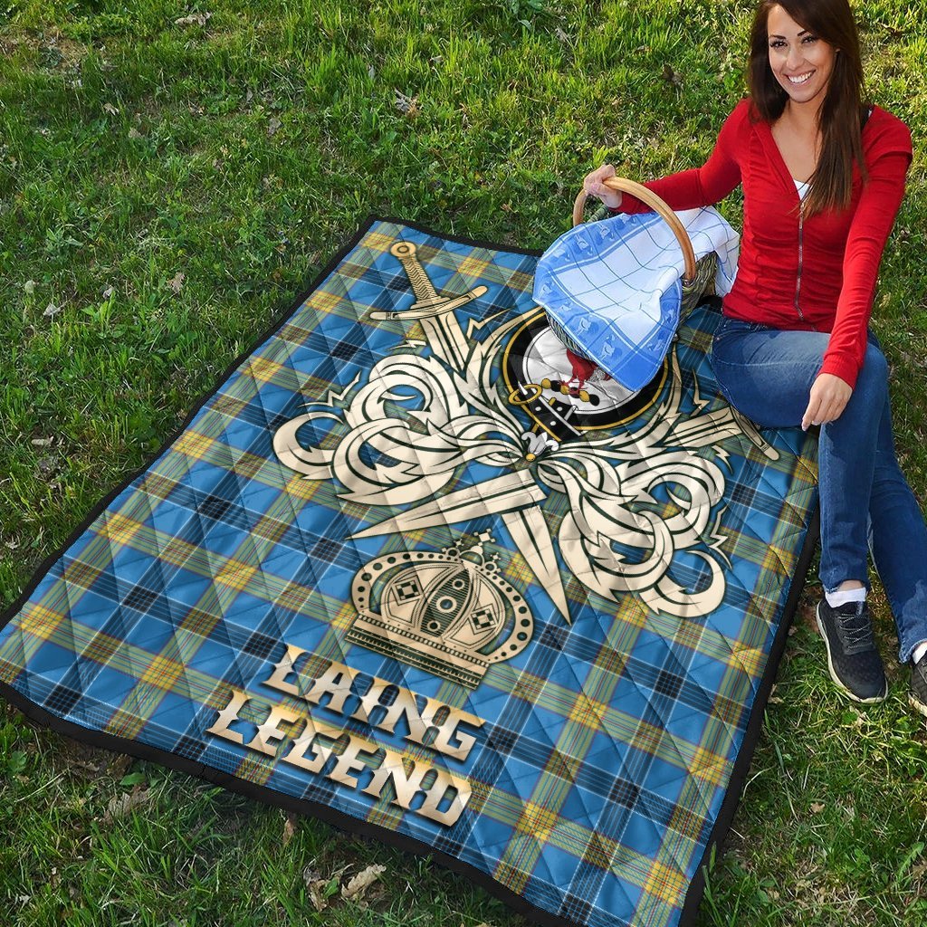 Laing Tartan Crest Legend Gold Royal Premium Quilt