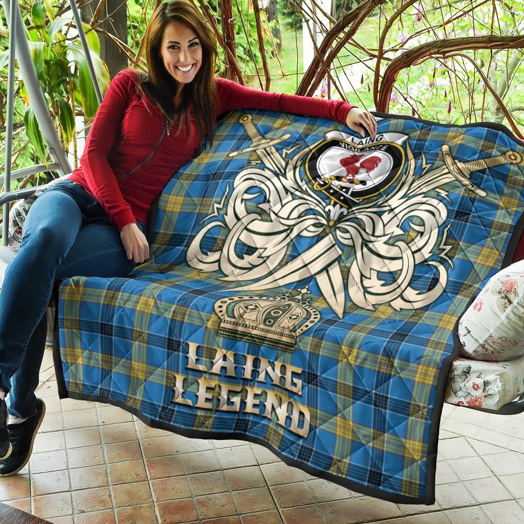 Laing Tartan Crest Legend Gold Royal Premium Quilt