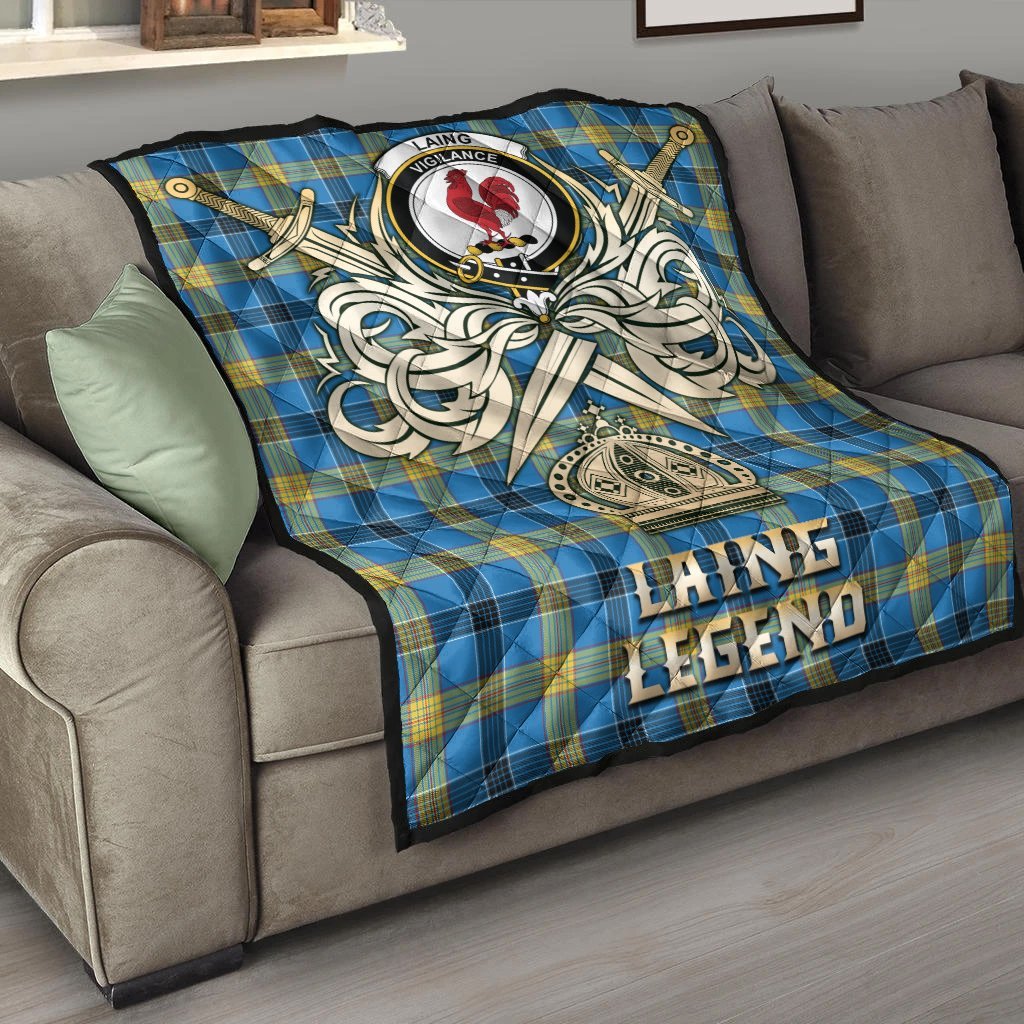 Laing Tartan Crest Legend Gold Royal Premium Quilt