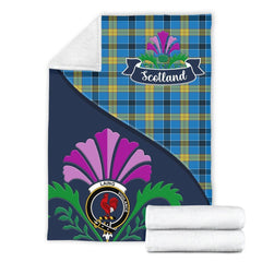 Laing Tartan Crest Premium Blanket - Thistle Style