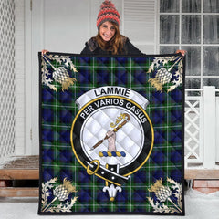 Lammie Tartan Crest Premium Quilt - Gold Thistle Style