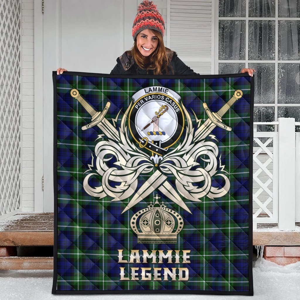 Lammie Tartan Crest Legend Gold Royal Premium Quilt