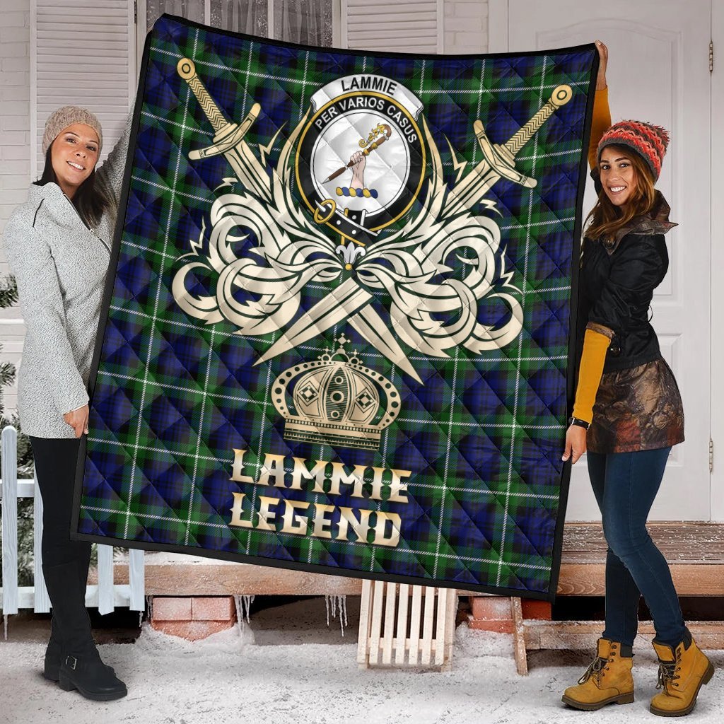 Lammie Tartan Crest Legend Gold Royal Premium Quilt