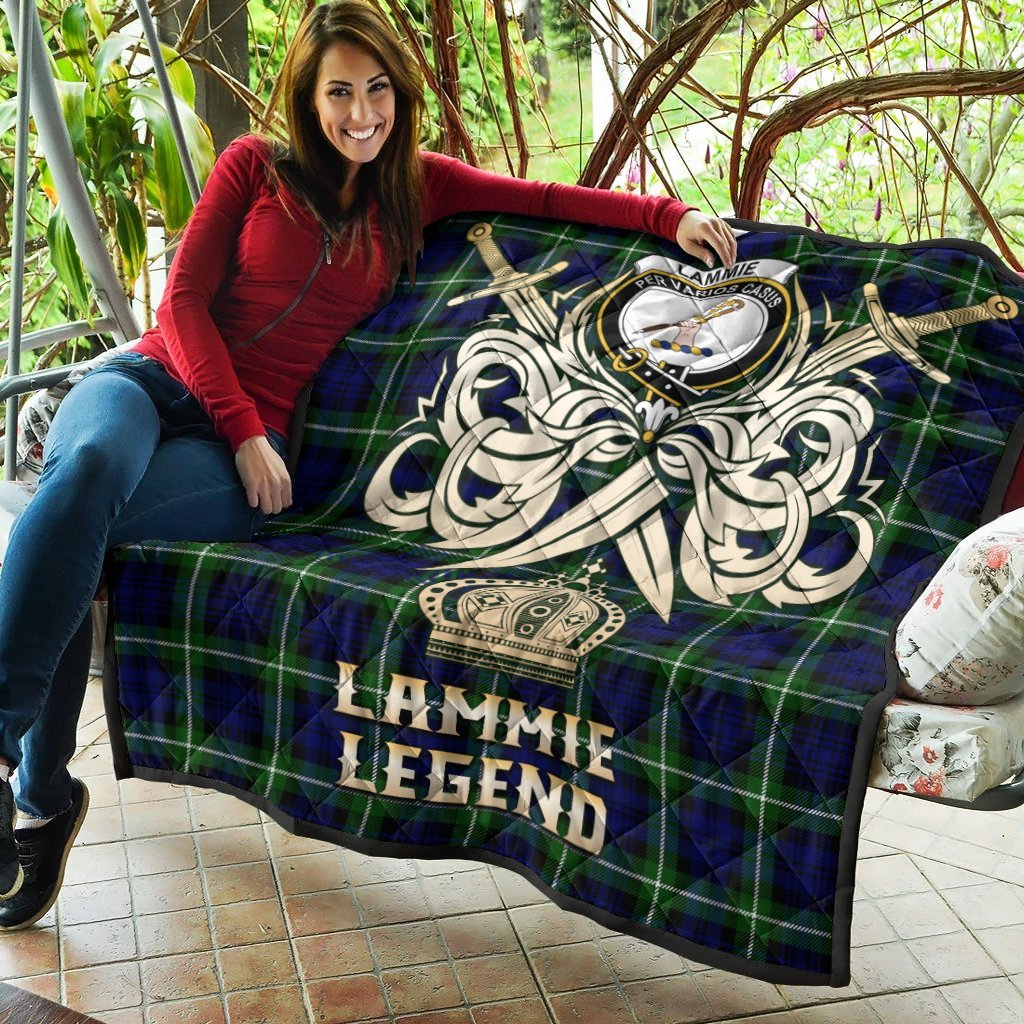 Lammie Tartan Crest Legend Gold Royal Premium Quilt