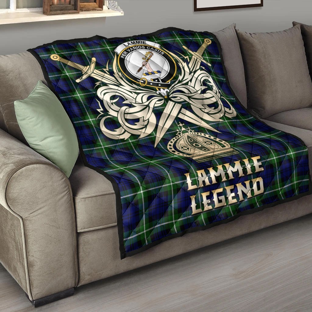 Lammie Tartan Crest Legend Gold Royal Premium Quilt