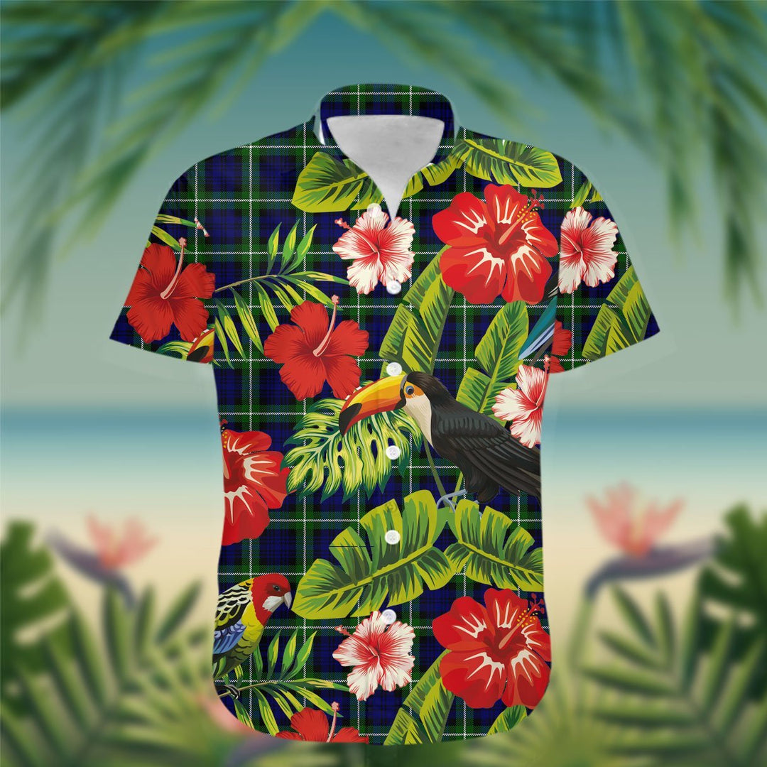 Lamont Tartan Hawaiian Shirt Hibiscus, Coconut, Parrot, Pineapple - Tropical Garden Shirt