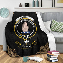 Lamont Crest Tartan Premium Blanket Black