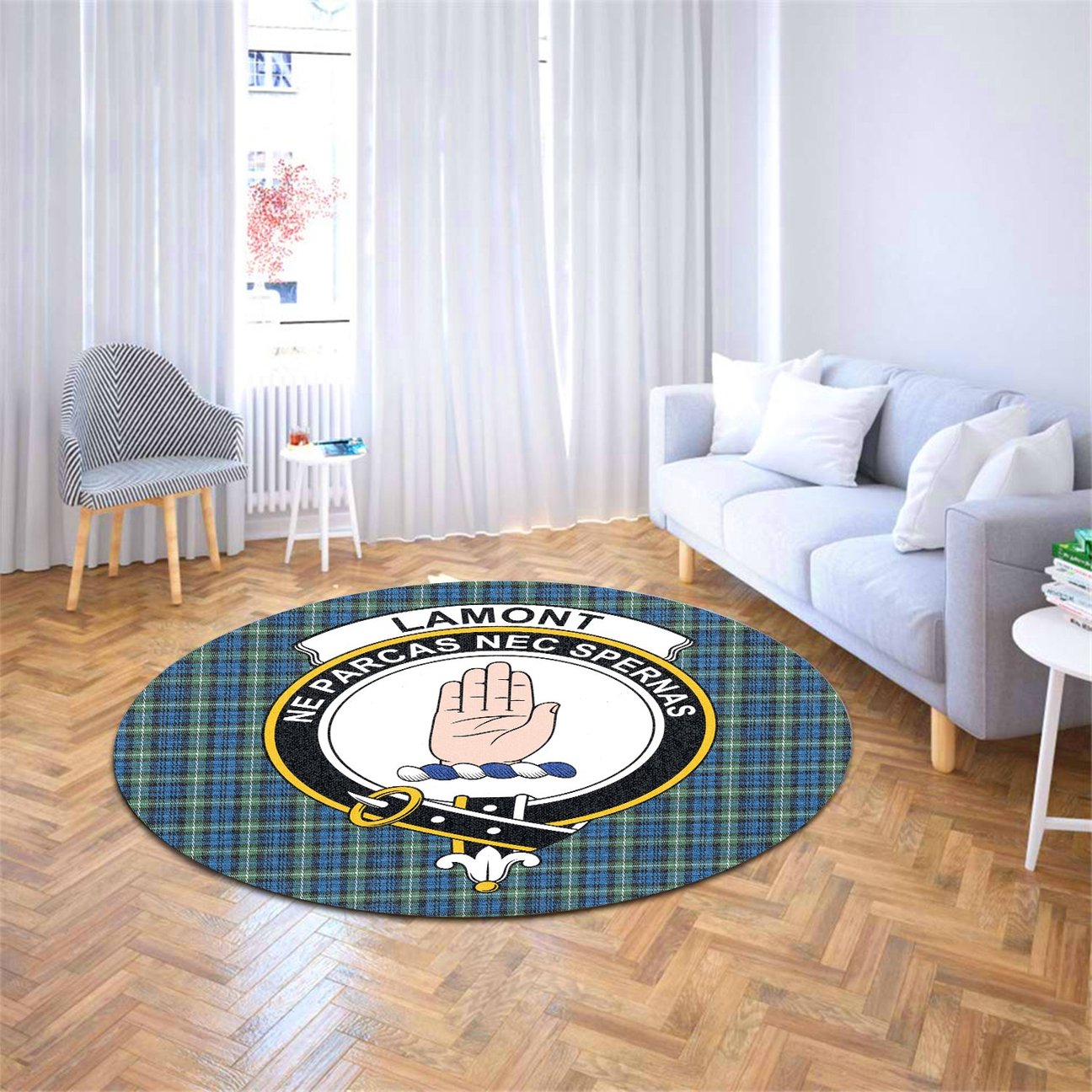 Lamont Ancient Tartan Crest Round Rug