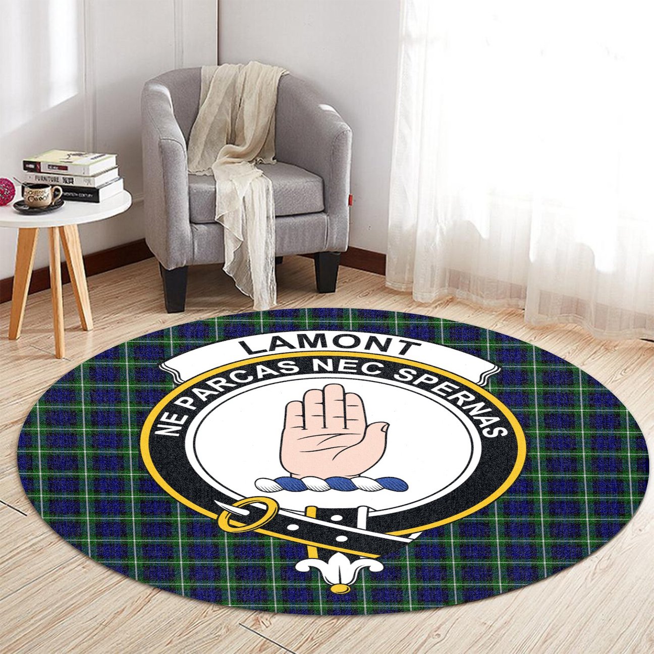 Lamont Modern Tartan Crest Round Rug