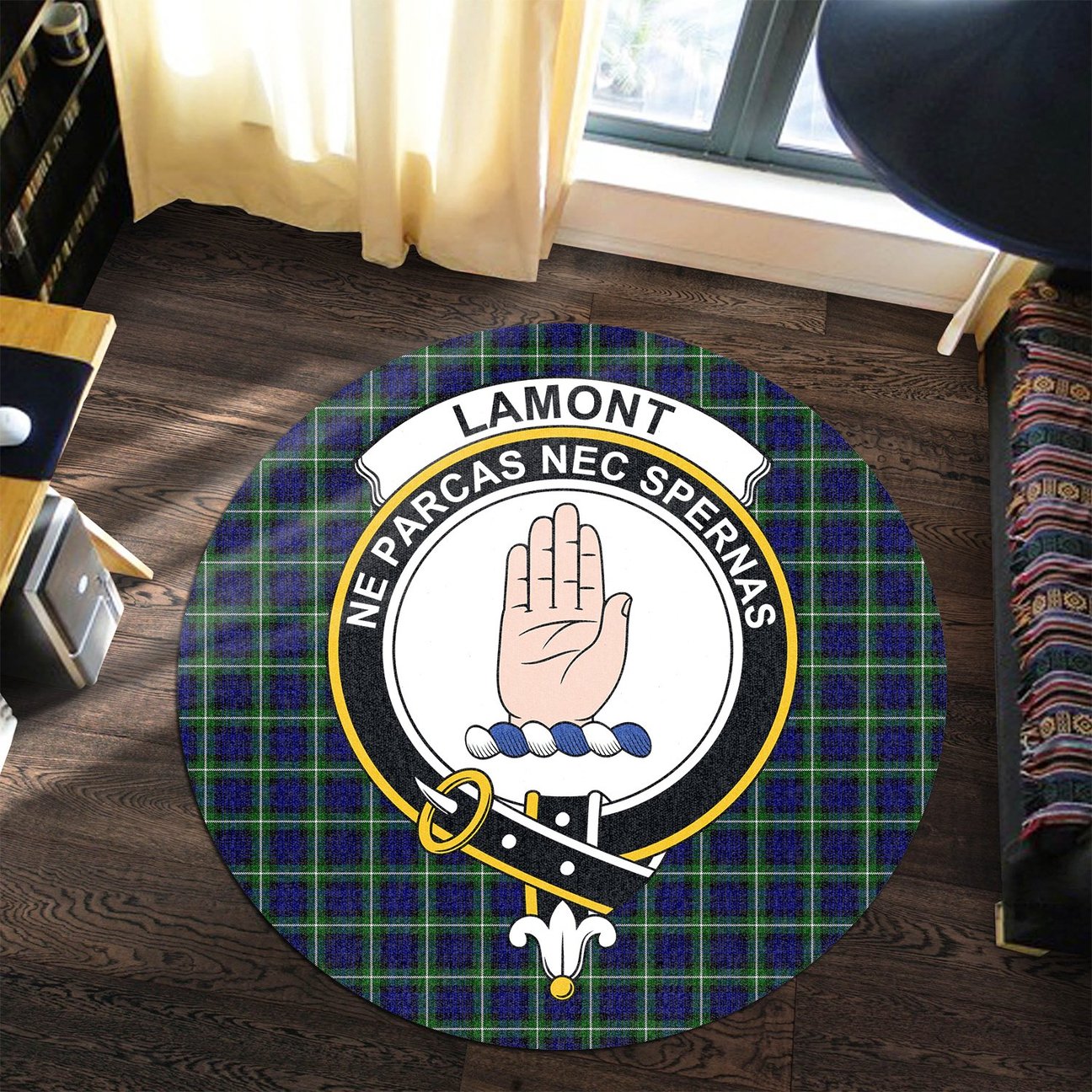 Lamont Modern Tartan Crest Round Rug