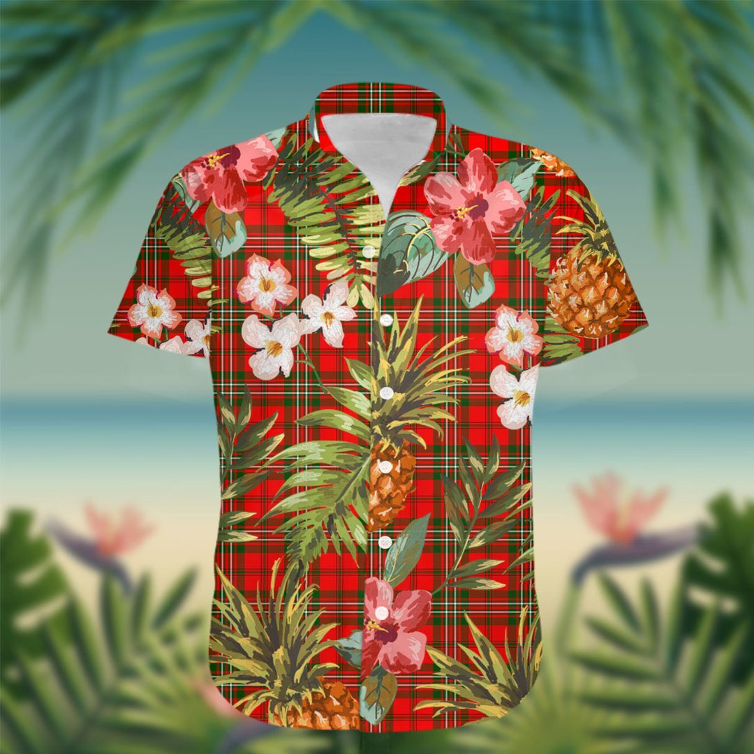 Langlands Tartan Hawaiian Shirt Hibiscus, Coconut, Parrot, Pineapple - Tropical Garden Shirt