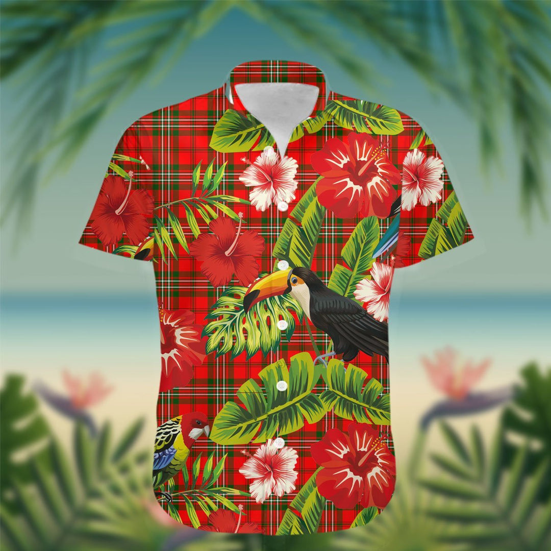 Langlands Tartan Hawaiian Shirt Hibiscus, Coconut, Parrot, Pineapple - Tropical Garden Shirt