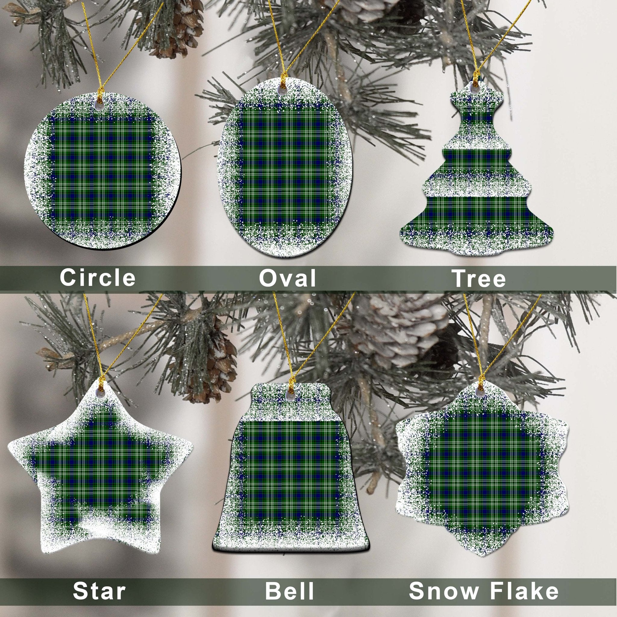 Learmonth Tartan Christmas Ceramic Ornament - Snow Style