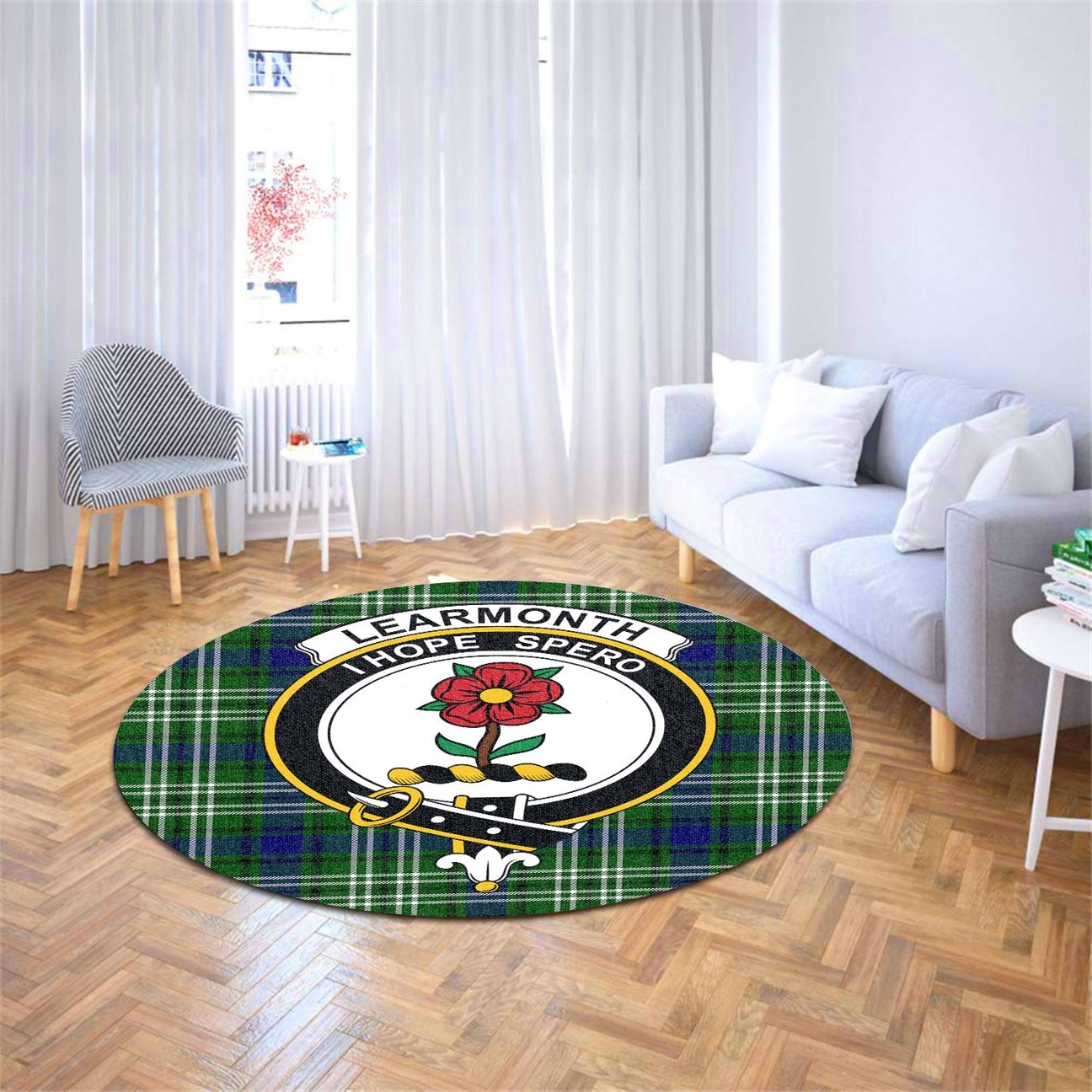 Learmonth Tartan Crest Round Rug