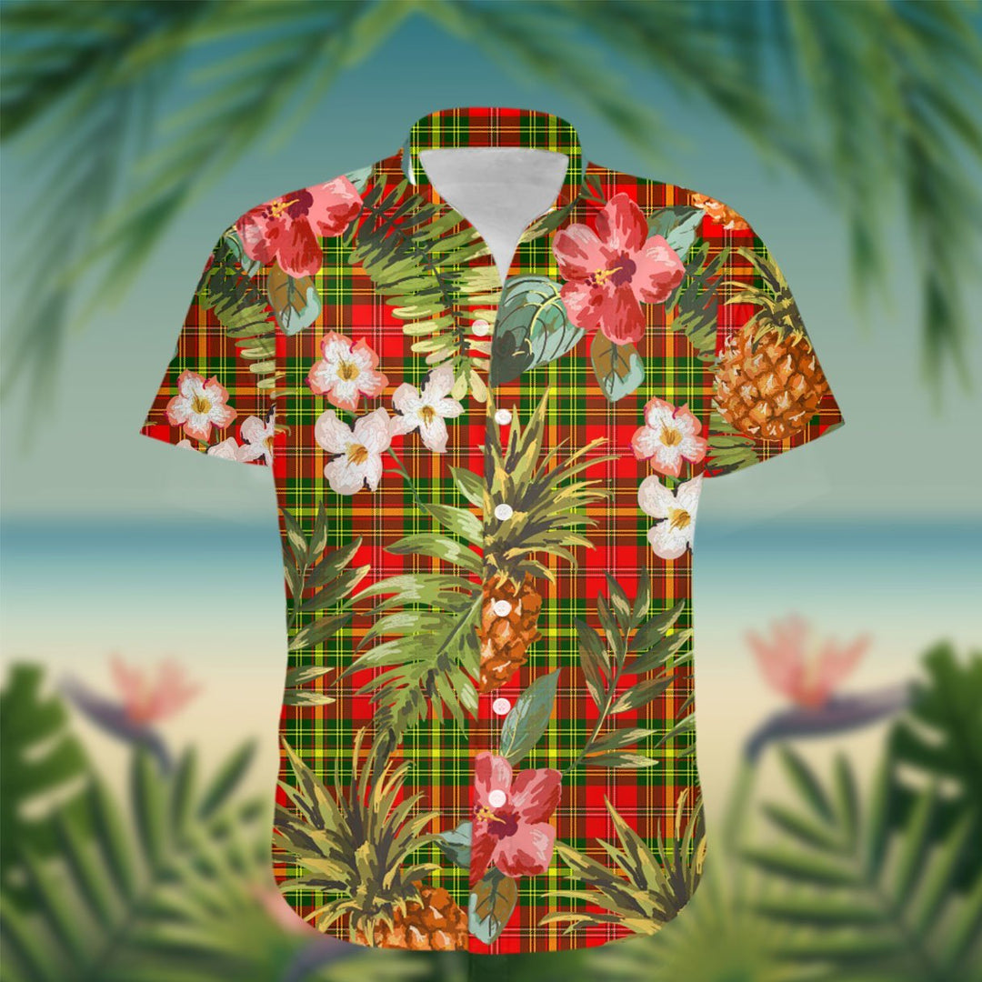 Leask Tartan Hawaiian Shirt Hibiscus, Coconut, Parrot, Pineapple - Tropical Garden Shirt