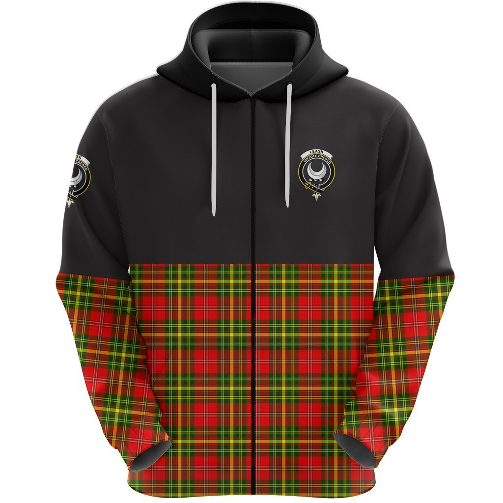 Leask Clan Half Of Tartan Zipper Hoodie