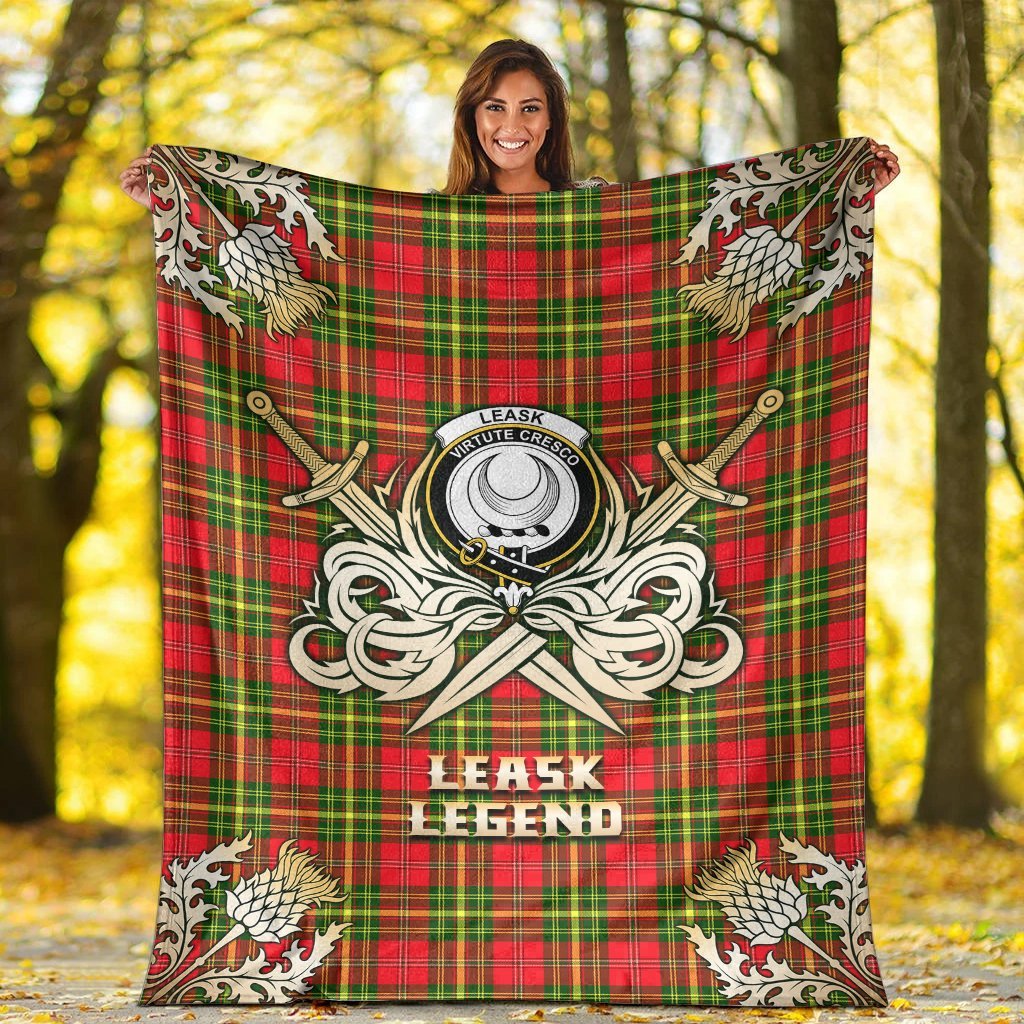 Leask Tartan Gold Courage Symbol Blanket