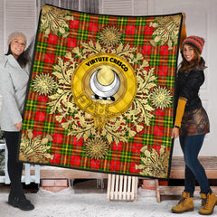 Leask Tartan Crest Premium Quilt - Gold Thistle Style