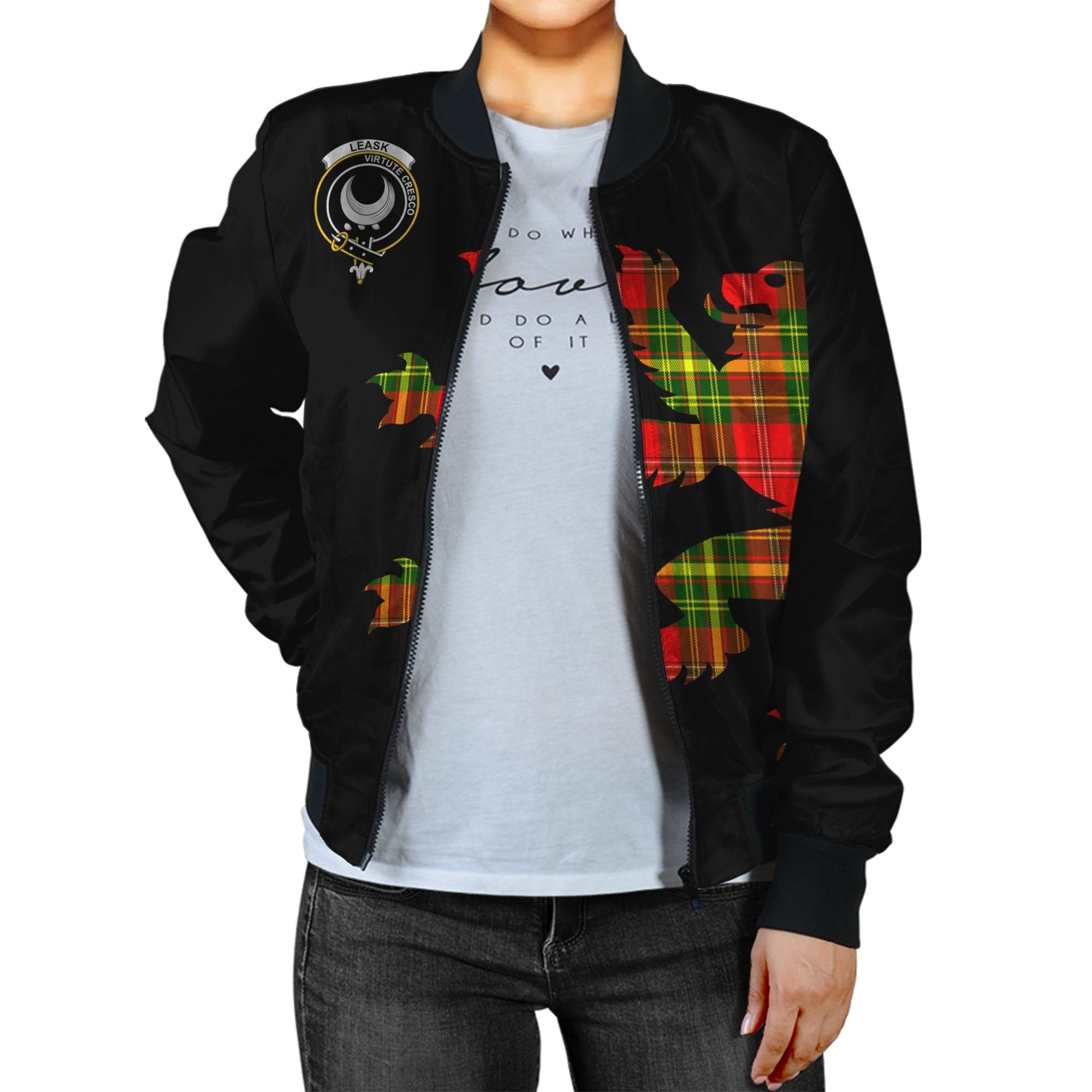 Leask Tartan Bomber Jacket Lion & Thistle