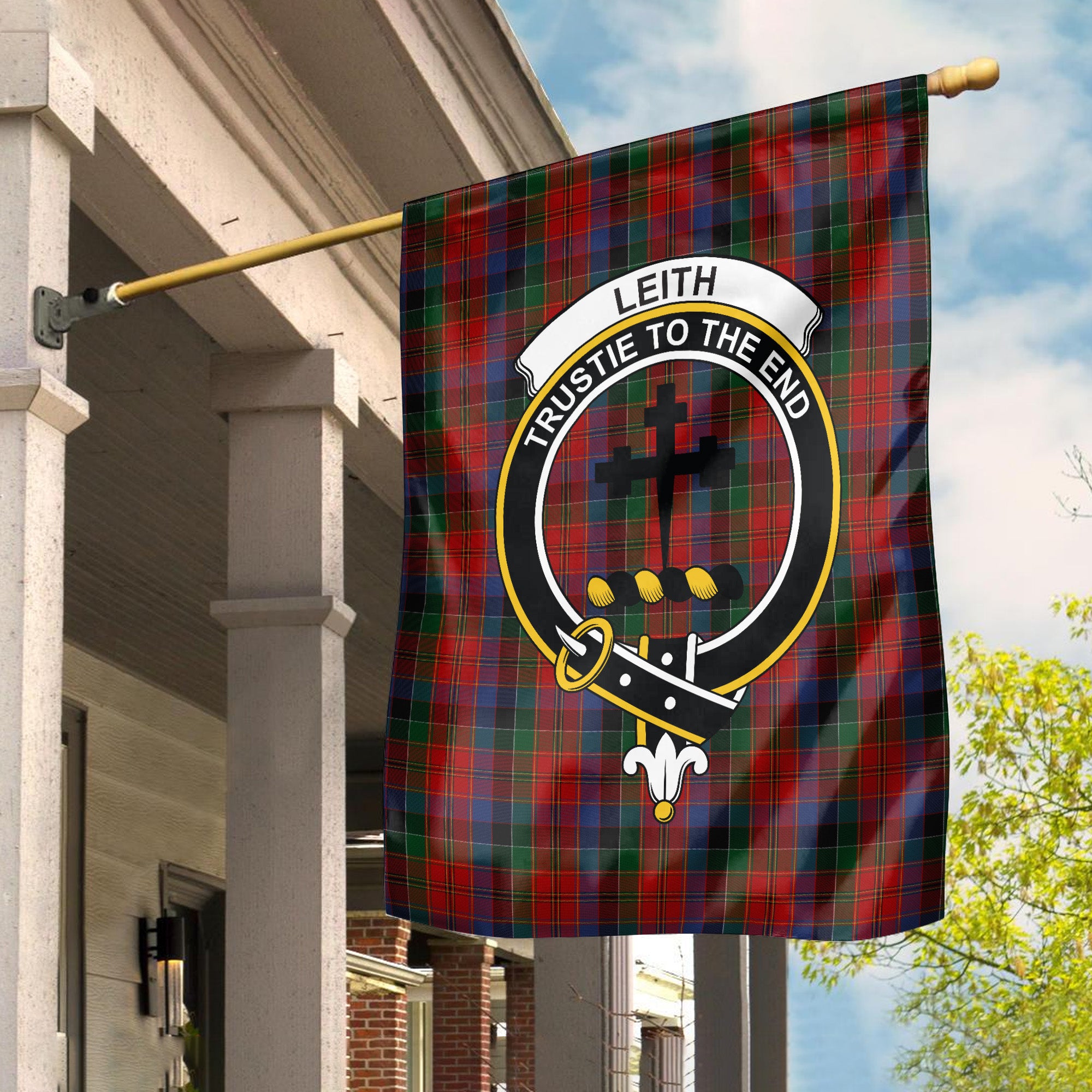 Leith Tartan Crest Garden Flag