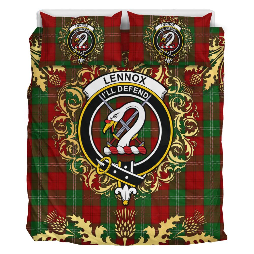 Lennox Tartan Crest Bedding Set - Golden Thistle Style