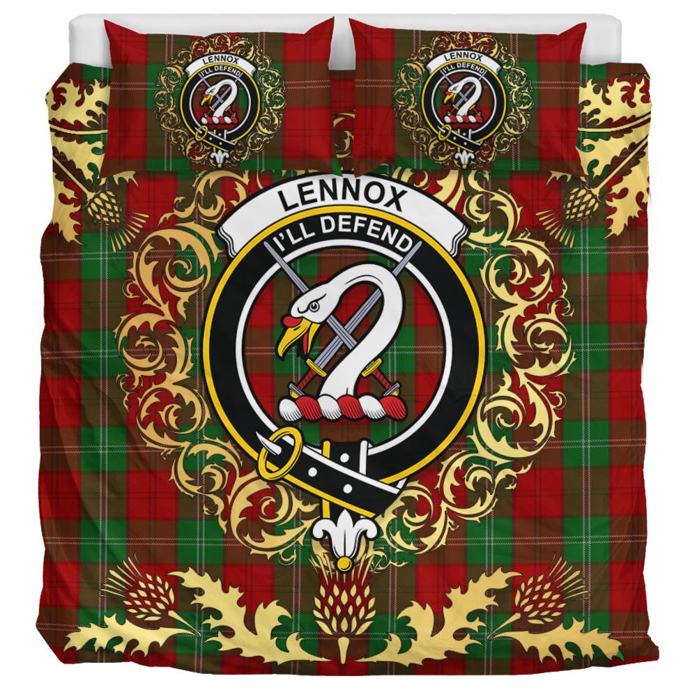 Lennox Tartan Crest Bedding Set - Golden Thistle Style