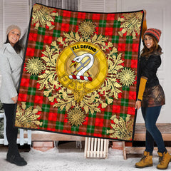 Lennox Modern Tartan Crest Premium Quilt - Gold Thistle Style