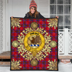 Leslie Modern Tartan Crest Premium Quilt - Gold Thistle Style