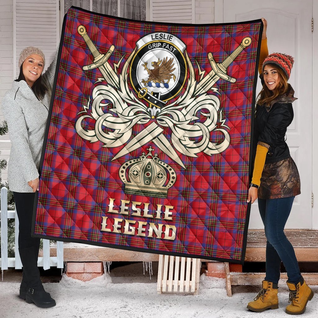 Leslie Modern Tartan Crest Legend Gold Royal Premium Quilt