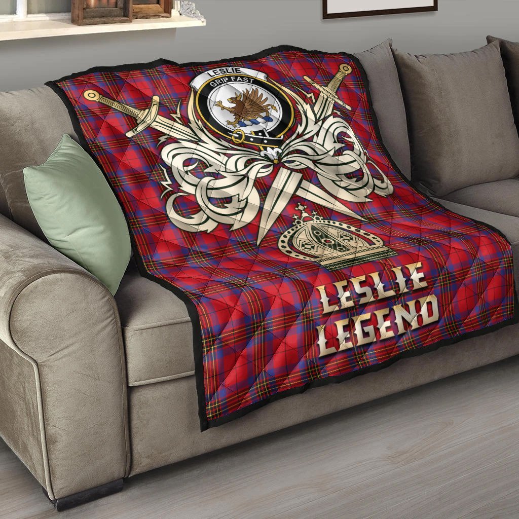 Leslie Modern Tartan Crest Legend Gold Royal Premium Quilt