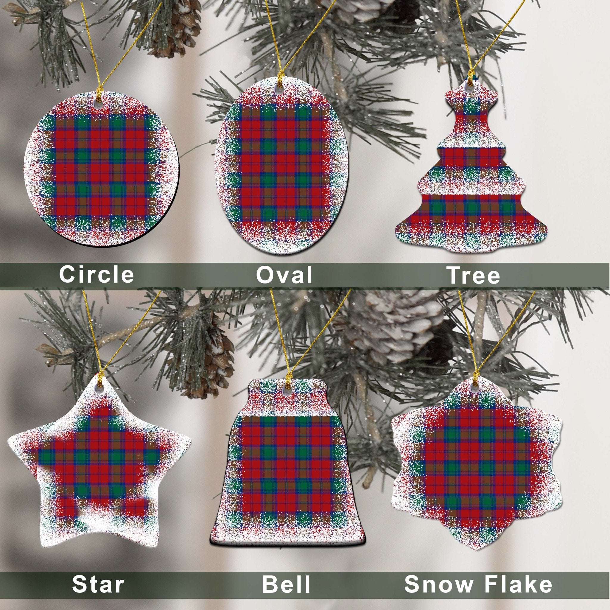 Lindsay Tartan Christmas Ceramic Ornament - Snow Style