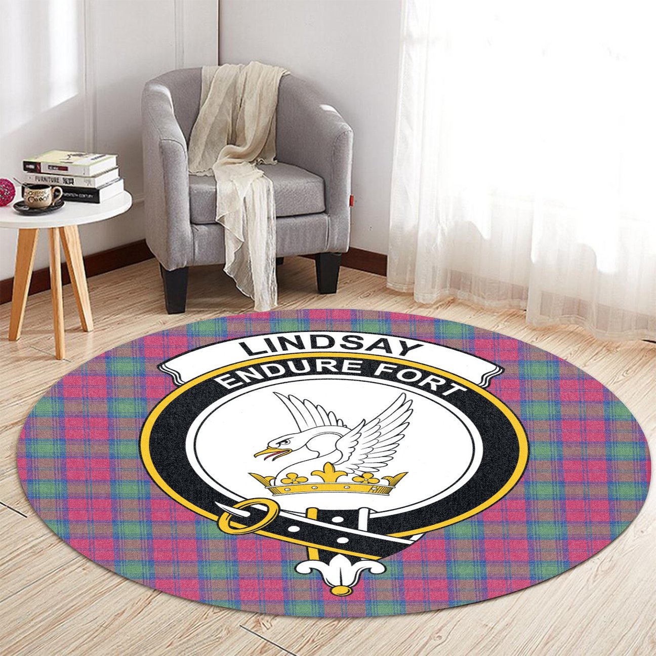 Lindsay Ancient Tartan Crest Round Rug