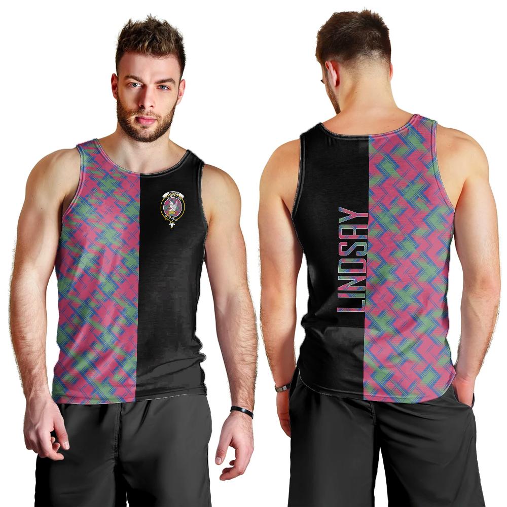 Lindsay Ancient Tartan Crest Men's Tank Top - Cross Style