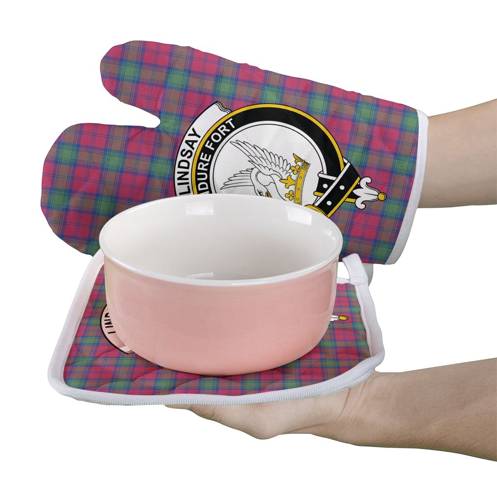 Lindsay Ancient Tartan Crest Oven Mitt And Pot Holder (2 Oven Mitts + 1 Pot Holder)