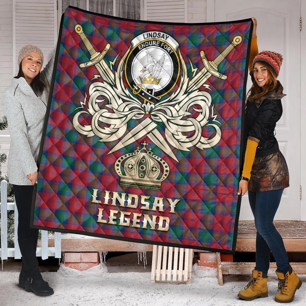 Lindsay Modern Tartan Crest Legend Gold Royal Premium Quilt