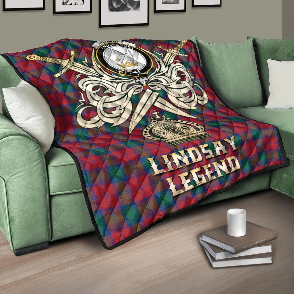 Lindsay Modern Tartan Crest Legend Gold Royal Premium Quilt