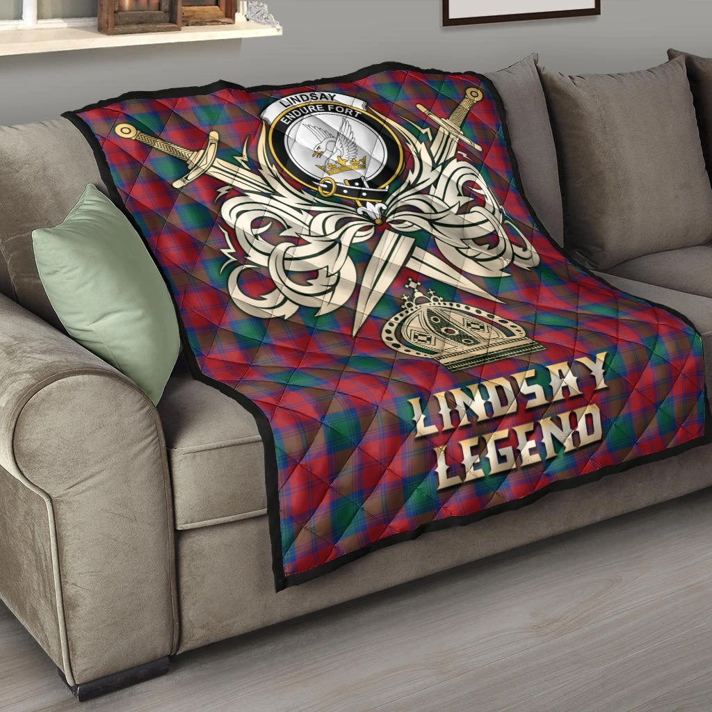 Lindsay Modern Tartan Crest Legend Gold Royal Premium Quilt