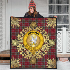 Lindsay Weathered Tartan Crest Premium Quilt - Gold Thistle Style