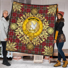 Lindsay Weathered Tartan Crest Premium Quilt - Gold Thistle Style