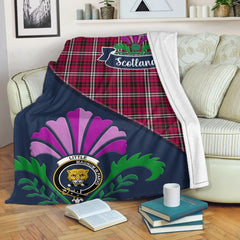 Little Tartan Crest Premium Blanket - Thistle Style