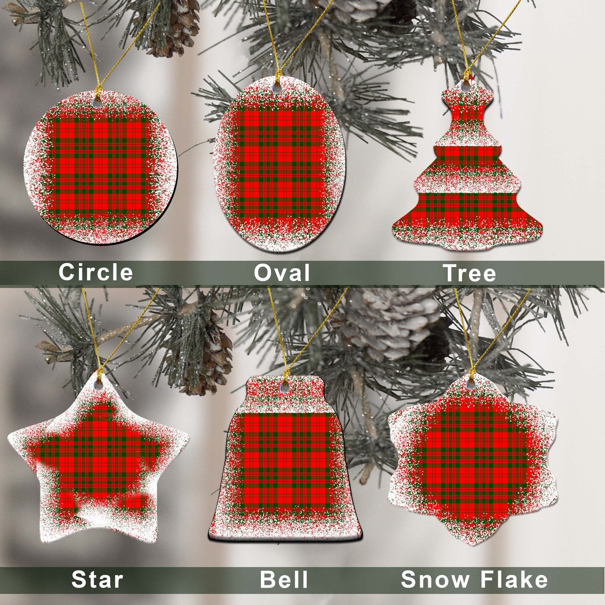 Livingstone Tartan Christmas Ceramic Ornament - Snow Style