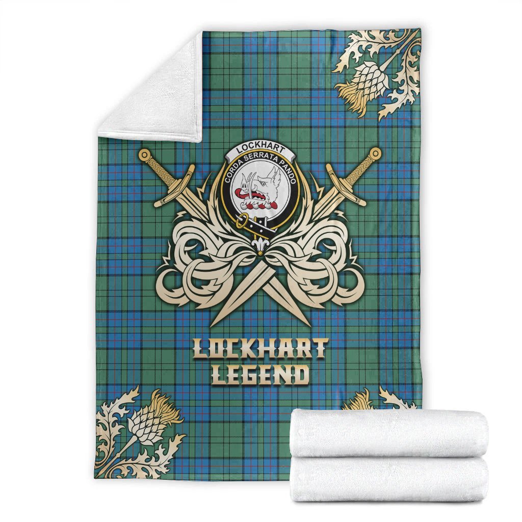 Lockhart Tartan Gold Courage Symbol Blanket