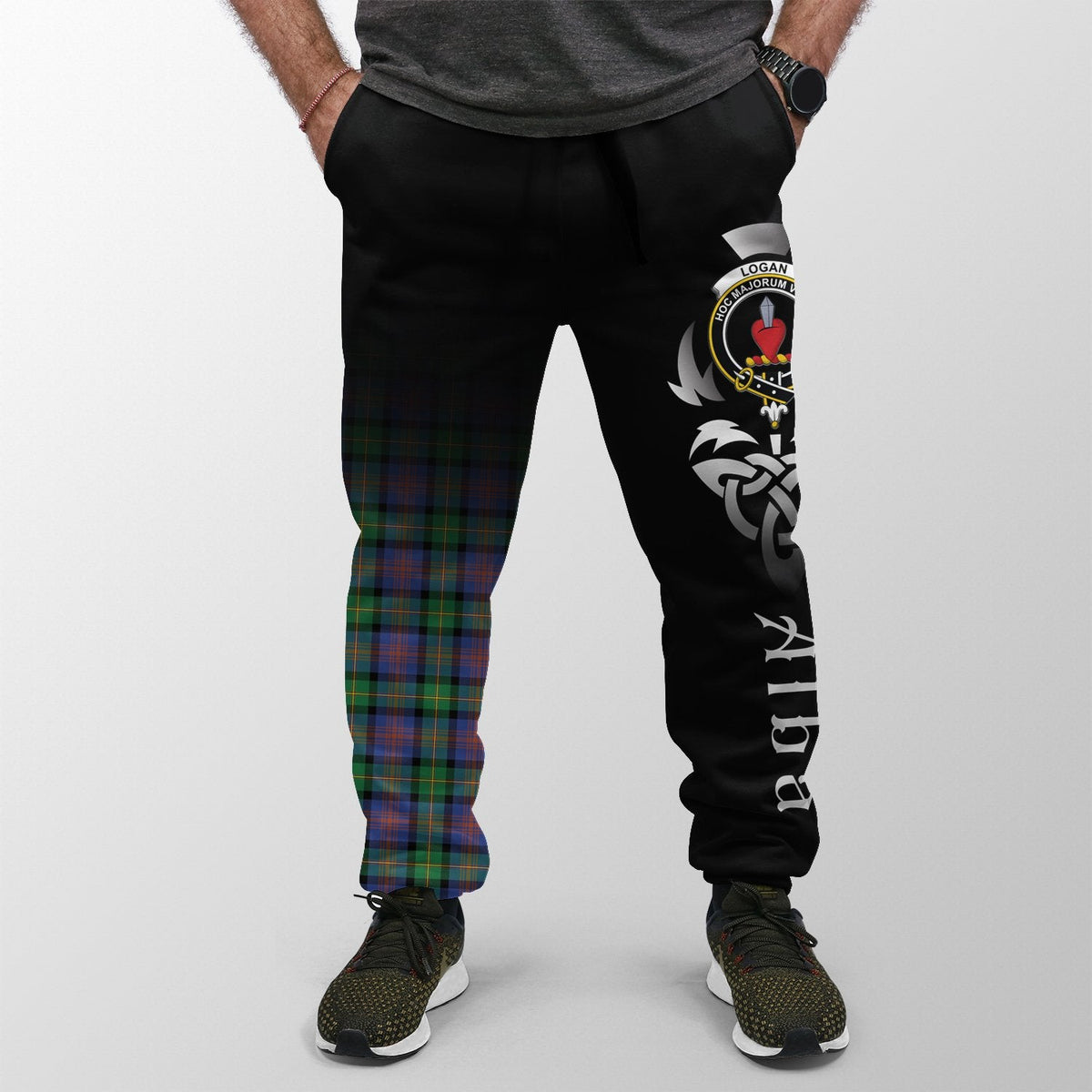 Logan Ancient Tartan Crest Jogger Sweatpants - Alba Celtic Style