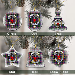 Logan Tartan Christmas Ceramic Ornament - Snow Style