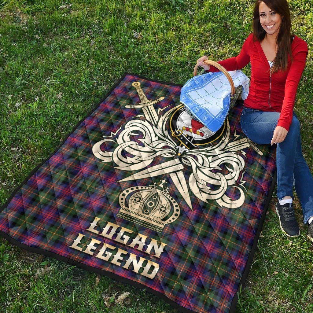 Logan Modern Tartan Crest Legend Gold Royal Premium Quilt