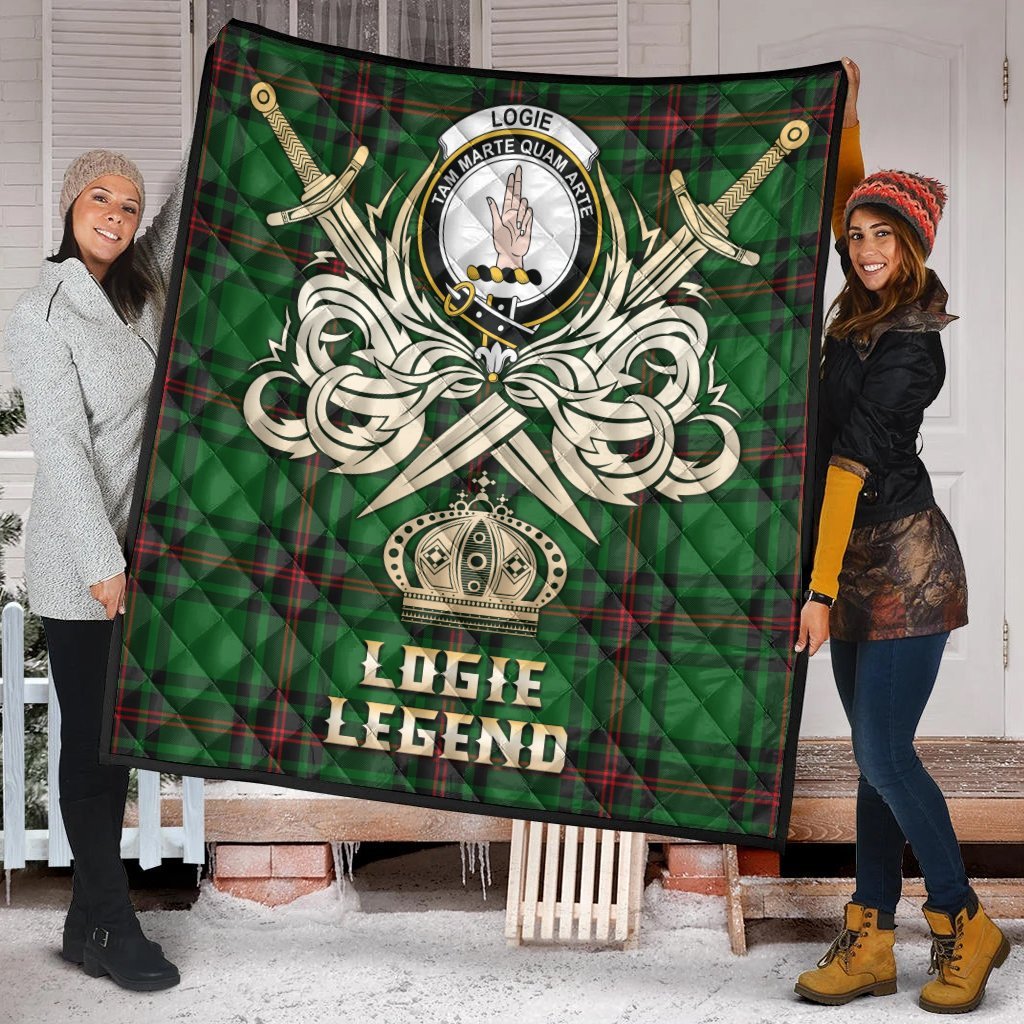 Logie Tartan Crest Legend Gold Royal Premium Quilt