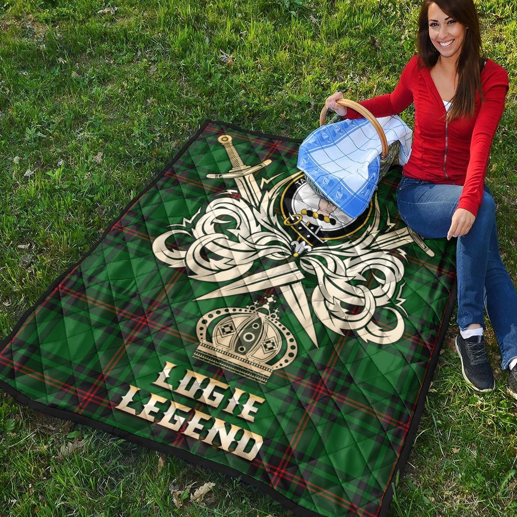 Logie Tartan Crest Legend Gold Royal Premium Quilt