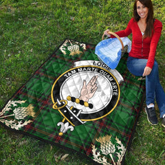 Logie Tartan Crest Premium Quilt - Gold Thistle Style