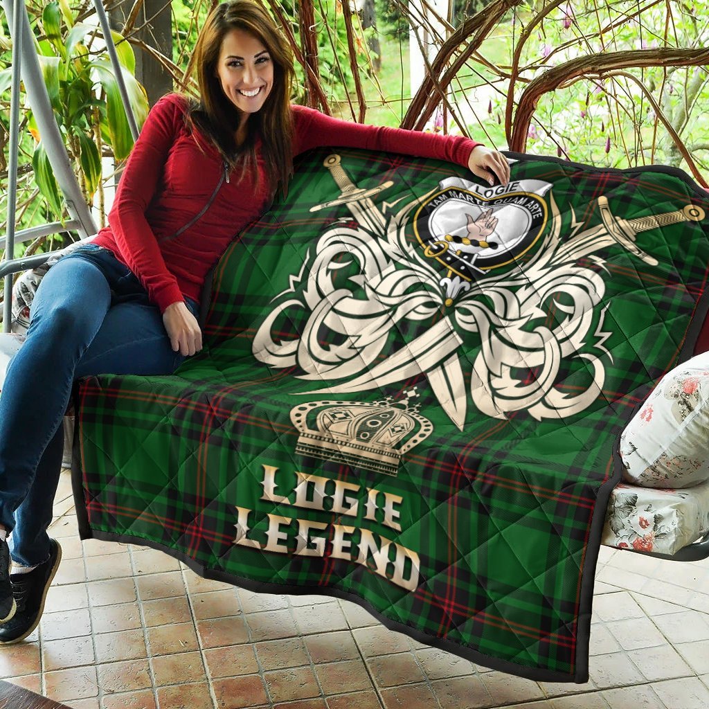 Logie Tartan Crest Legend Gold Royal Premium Quilt